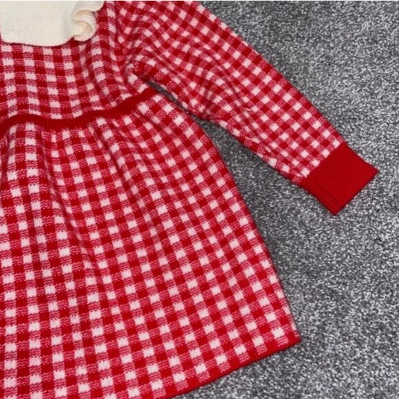 Vintage Infant Girl's Sweater Dress Red White/ Kitty 6-9 Months Cashmere Blend - Picture 6 of 13